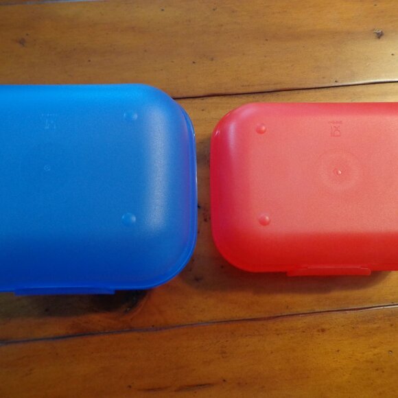 NEW Set of 2 Tupperware Packable Containers Red/Blue Plastic - Picture 2 of 6